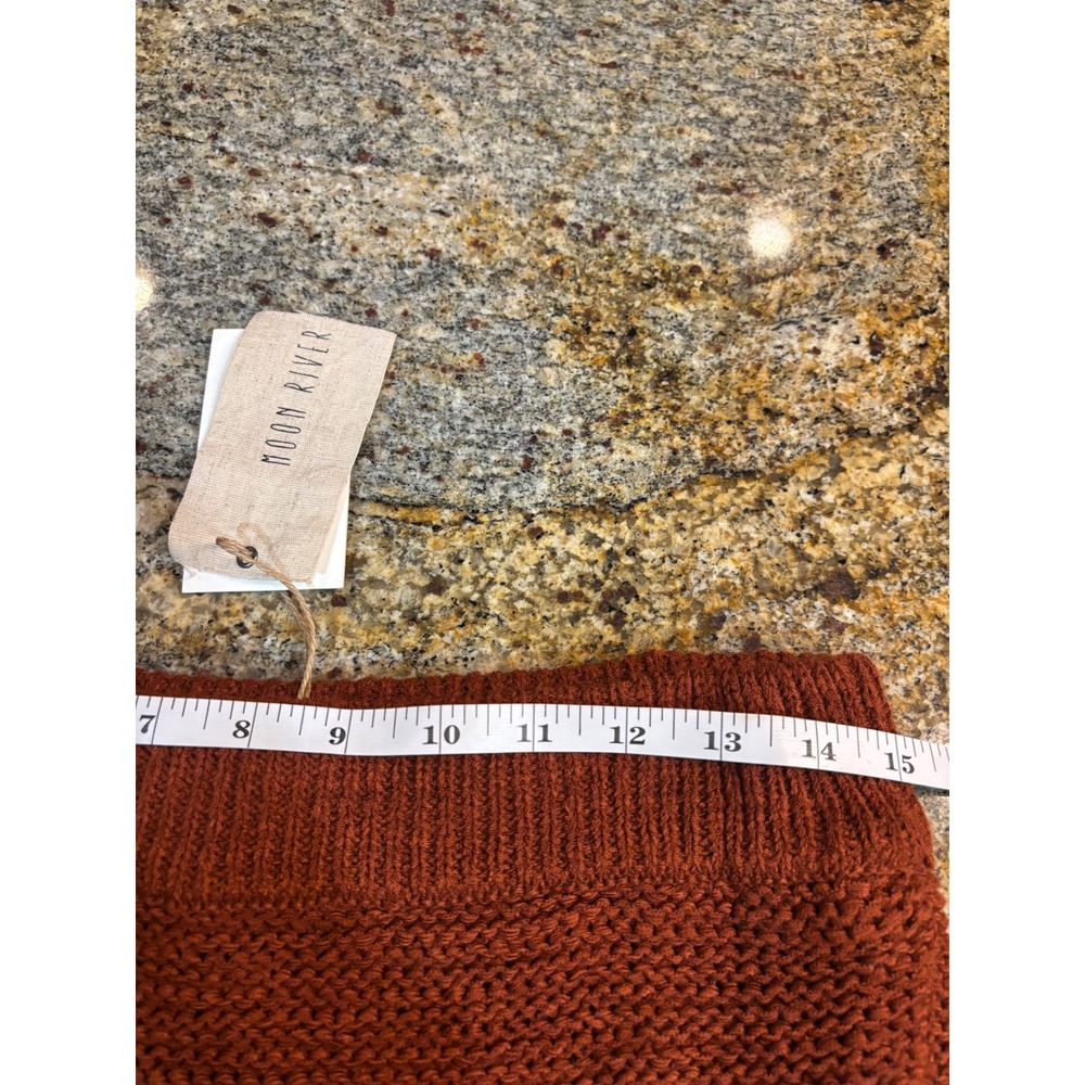 NWT Moon River Rust Knit Crochet Fringe Skirt L Boho Festival - Picture 5 of 9